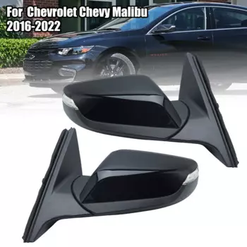 Зеркало заднего вида с 12 проводами в сборе для Chevrolet Chevy Malibu 2016-2022, версия для США, черное боковое зеркало с рисунком, автомобильные аксессуары