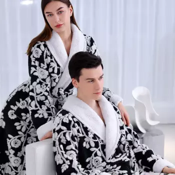 Жаккардовая двухслойная ранняя рубашка, женская и Мужская одежда для сна, зимняя теплая ночнушка, банные халаты из кораллового флиса, нижнее белье