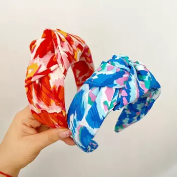 Женская атласная повязка на голову Tiedye, повязка для волос с большим узлом в Корейском стиле, аксессуары для волос для взрослых, 2024