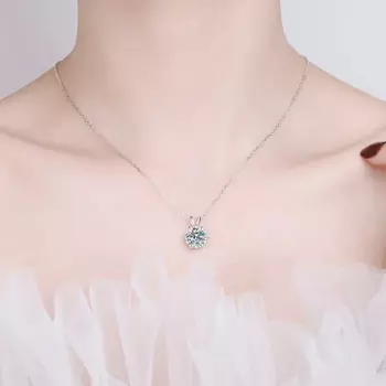 Женская цепочка из чистого серебра 925 пробы с кулоном в виде гексаграммы