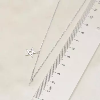 Женская цепочка из серебра 925 пробы с подвеской в виде звезды, 3 шт./лот