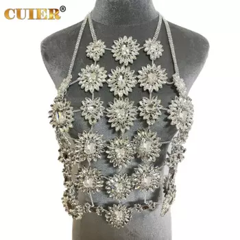 Женская Цепочка с кристаллами CUIER, цепочка из цельного стекла с драгоценными камнями, Ювелирное Украшение для ночного клуба, сексуальные девушки