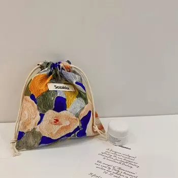 Женская цветочная сумка из хлопка и льна