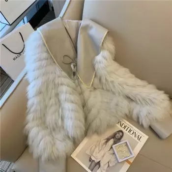 Женская меховая куртка Fuax, модное зимнее пальто из искусственного меха, женская короткая пушистая Меховая куртка, женское меховое пальто высокого качества
