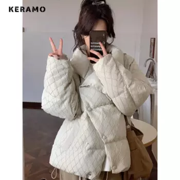 Женская однобортная парка с длинным рукавом, Повседневная теплая однотонная куртка большого размера на осень и зиму, 2023