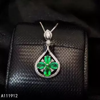 Женская подвеска из серебра 925 пробы, с изумрудом