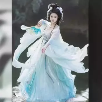 Женская рубашка Hanfu с вышивкой в виде цветка мороза, дракона, тени, тяжелая промышленность, с большим рукавом, цельная юбка-чеко