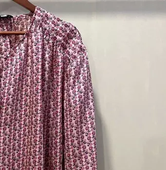 Женская рубашка с длинным рукавом и круглым вырезом