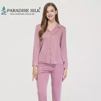 Женская шелковая трикотажная пижама с длинным рукавом, Размеры M L XL 2XL 3XL