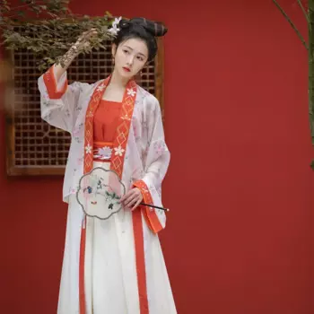 Женская танцевальная одежда, винтажная вышивка Hanfu, свободный шифоновый кардиган, сказочное платье, длинные юбки