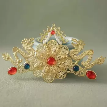 Женская заколка Hanfu с двойным драконом и цветочными бусинами
