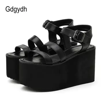 Женские босоножки на очень высоком каблуке Gdgydh, черные босоножки на платформе в японском стиле, обувь принцессы в стиле Лолиты для лета, 2019