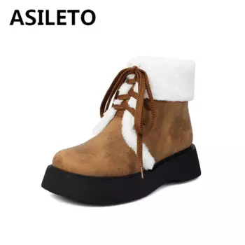 Женские ботильоны ASILETO Snow, 4,5 см, квадратный каблук, 2,5 см, платформа, плоская подошва, на шнуровке, большие размеры 42 43 44 US13 вечерние, ботильоны