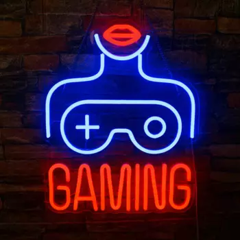 Женские игровые неоновые вывески для игровой комнаты, Настенный декор с регулируемой яркостью, мужская пещера, неоновая вывеска для подростков, мальчиков, детей, спальни, игр, синий, красный