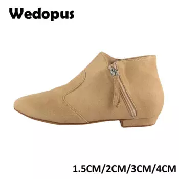 Женские короткие танцевальные сапоги Wedopus, на низком квадратном каблуке 2,5 см, замшевая подошва, танцевальные сапоги для женщин