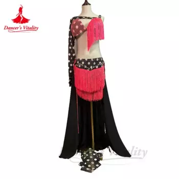 Женские костюмы для танцев Bellydance, Индивидуальные костюмы, Женская длинная юбка с кисточками, одежда для профессиональных представлений и восточных танцев