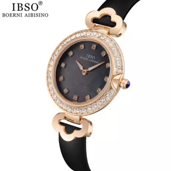 Женские кварцевые часы IBSO, часы разразы из розового золота, модные женские Кварцевые водонепроницаемые наручные часы с кожаным ремешком