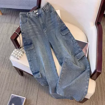 Женские осенние свободные джинсы с завышенной талией, размеры 2XL, 3XL, 4XL, 5XL, 6XL