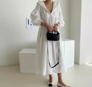 Женские платья с капюшоном, летнее корейское шикарное свободное повседневное длинное платье, новинка 2021, женское однотонное праздничное черное платье с длинным рукавом