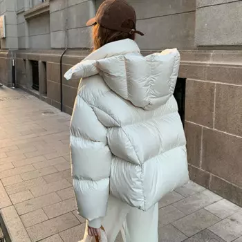 Женские пуховые хлопковые укороченные парки High Street, зимняя мода 2024, утолщенная куртка с капюшоном, женские корейские пальто