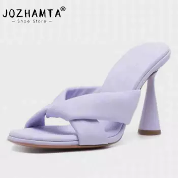 Женские шлепанцы JOZHAMTA, летняя обувь на высоком каблуке, размеры 34-43