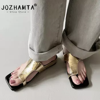 Женские шлепанцы JOZHAMTA, размер 34-39, летняя обувь на среднем каблуке, повседневные домашние тапочки, 2025