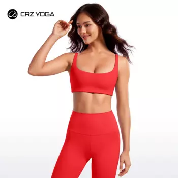 Женские спортивные бюстгальтеры CRZ YOGA Butterluxe на тонких бретельках-бюстгальтер без косточек с квадратным вырезом для йоги, укороченный топ на бретельках с подкладкой