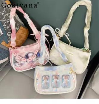 Женские сумки через плечо Sweet Lolita, плиссированные прозрачные дамские сумочки под грудью, женская сумка Kawaii