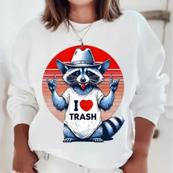 Женские толстовки с принтом в стиле хип-хоп, енот, I Love, мусорный принт, уличные Свободные толстовки с длинным рукавом, винтажная модная трендовая толстовка с рисунком в виде животного
