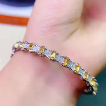 Женский браслет из серебра 925 пробы, с натуральным Цитрином