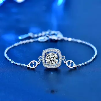 Женский браслет с муассанитом, серебро 925 пробы, 18 К