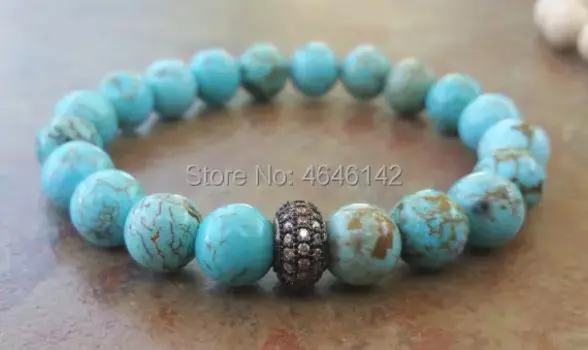 Женский браслет в стиле бохо с циркониевыми бусинами