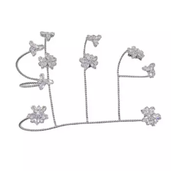 Женский цельный Браслет-манжета с пятилепестковым цветком и фианитом