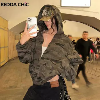 Женский Камуфляжный свитшот с капюшоном, карманами и длинными рукавами