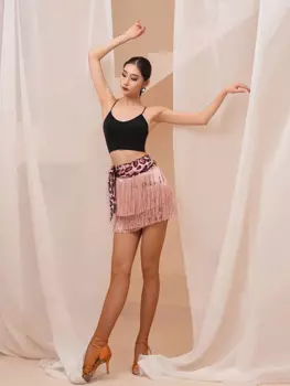 Женский костюм для латиноамериканских танцев Dancebaby, тренировочный костюм, новая короткая юбка с кисточками, шарф на бедрах