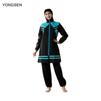 Женский Мусульманский купальник YONGSEN, летняя пляжная одежда, хиджаб, с капюшоном, элегантный