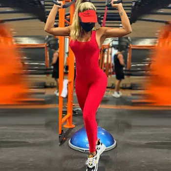 Женский сексуальный комбинезон для фитнеса gymdolphin, облегающий спортивный комбинезон с открытой спиной и лямкой на шее, Летний Тонкий спортивный комбинезон, женская одежда для йоги