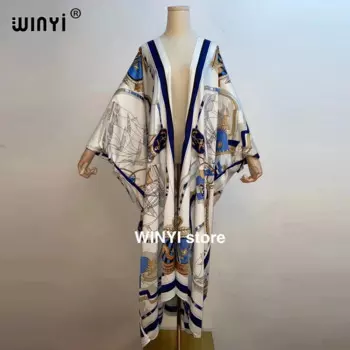 Женский скромный кардиган Среднего Востока, женский кардиган с вышивкой и коротким рукавом «летучая мышь», шелковый халат макси в стиле бохо для отдыха в африканском стиле