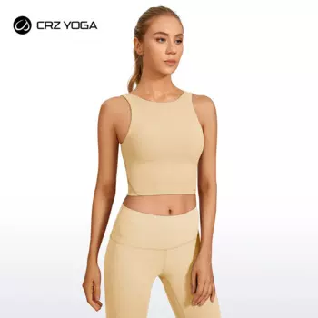 Женский спортивный бюстгальтер CRZ YOGA Butterluxe с высокой горловиной, удлиненный бюстгальтер с подкладом на спине, тренировочный топ со встроенным бюстгальтером