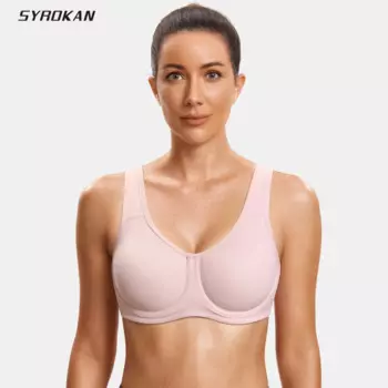 Женский спортивный бюстгальтер SYROKAN, бюстгальтер с максимальным контролем на косточках, высокая Детализация, с регулируемыми бретелями, женское нижнее белье для тренировок и бега