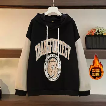 Женский свободный флисовый пуловер с капюшоном, размеры 6XL 7XL 8XL 9XL 10XL