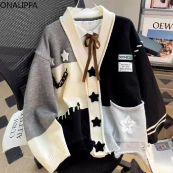 Женский трикотажный кардиган с V-образным вырезом