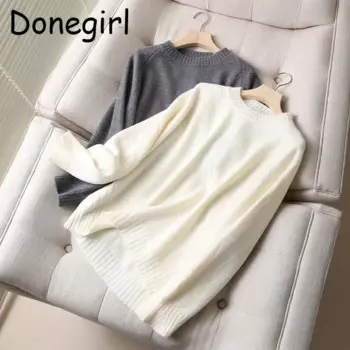Женский трикотажный свитер-накидка Donegirl, однотонный простой джемпер с круглым вырезом, Осень-зима 2023
