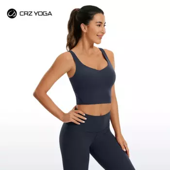 Женский удлиненный спортивный бюстгальтер CRZ YOGA Butterluxe с v-образным вырезом, топ на бретельках со встроенным бюстгальтером