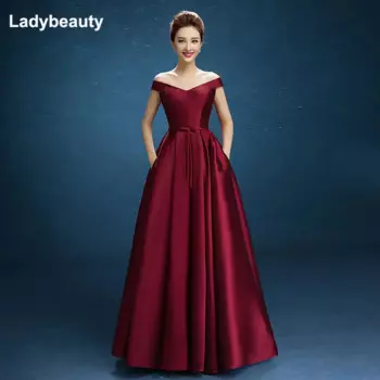 Женское длинное платье на выпускной Ladybeauty, с вырезом "лодочка" Атласное длинное платье со шнуровкой и бантом, размер на заказ