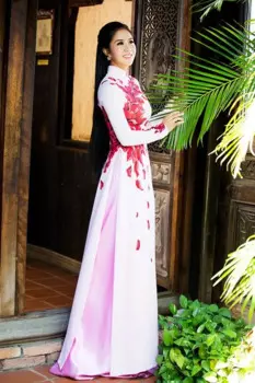 Женское длинное традиционное платье с принтом Aodai Vetnam