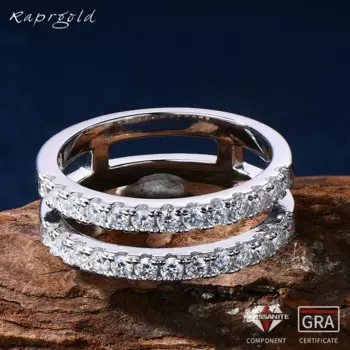 Женское Двухрядное кольцо из серебра 925 пробы с муассанитом 2 мм