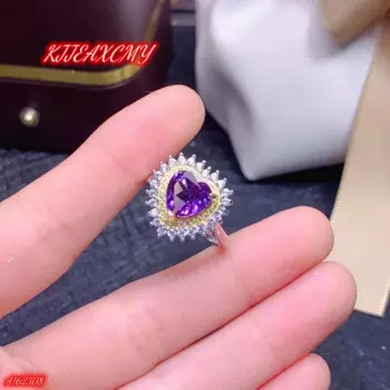 Женское кольцо с аметистом, серебряное кольцо с натуральным драгоценным камнем