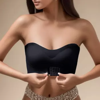 Женское нижнее белье, бюстгальтер без бретелек с застежкой спереди, бюстгальтер без косточек, пуш-ап, бандо, однотонный бесшовный Удобный Бюстгальтер-бандо