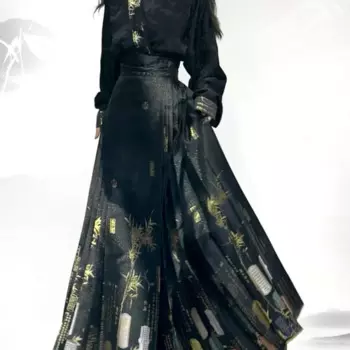 Женское платье Hanfu, оригинальное новое плетеное платье в китайском стиле с золотым лицом лошади, костюм с юбкой, повседневная одежда с рукавом летательного аппарата, костюм мамского платья